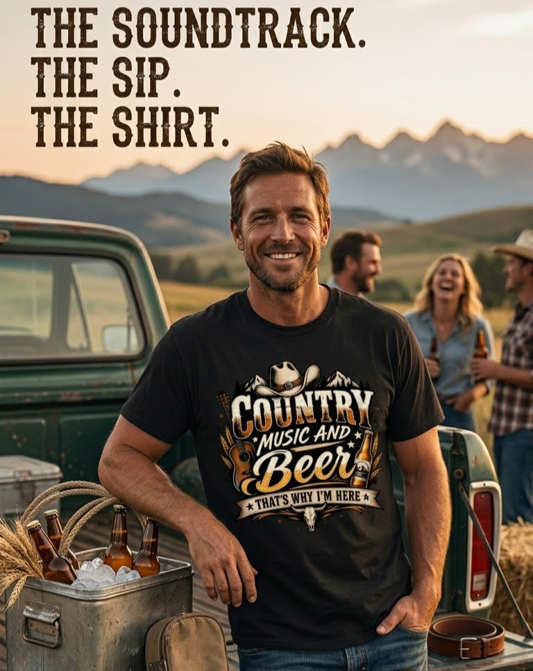 Country Music and Beer Classic Crew T-Shirt