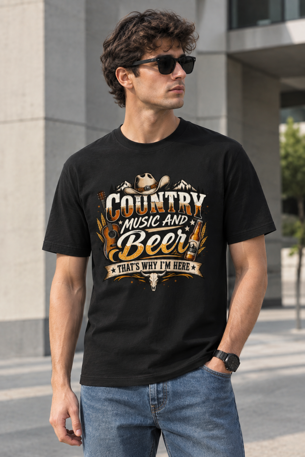 Country Music and Beer Classic Crew T-Shirt